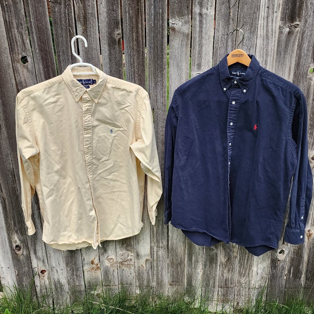 Polo by Ralph Lauren Beige and Navy Casual Button Down Shirts